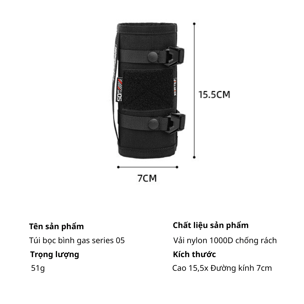 Túi Bọc Bình Gas Mini Camping Nylon 1000D Chống Rách, Cách Nhiệt ShineTrip ST05