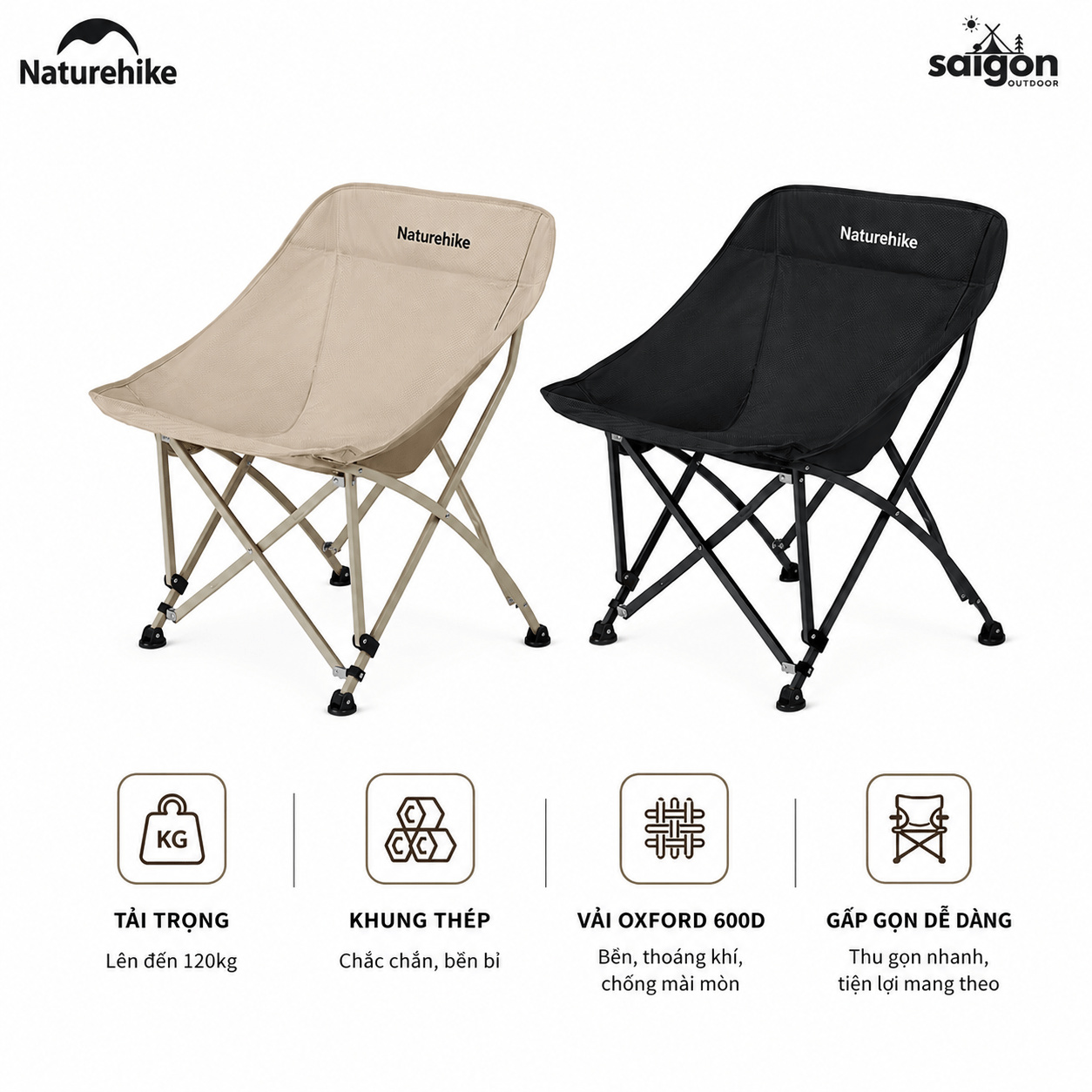 Ghế gấp gọn dã ngoại mặt trăng, moon chair Naturehike CNK2550JJ022