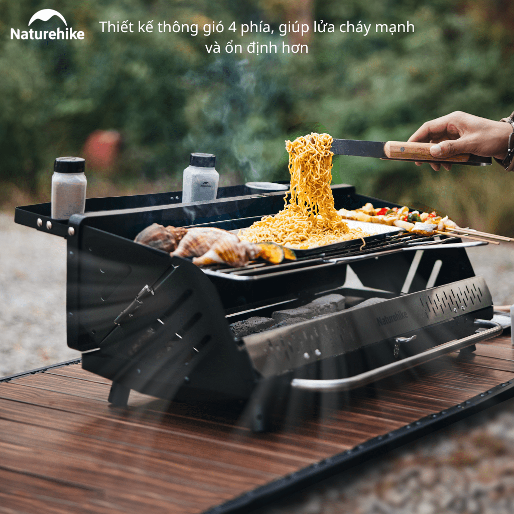 Bếp Nướng BBQ Naturehike N Play CNK2300015 – Bếp Than Dã Ngoại Gấp Gọn, Vỉ Nướng Lớn, Camping