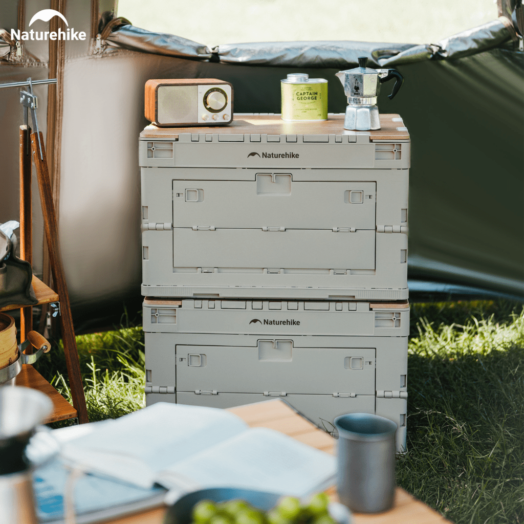 Thùng nhựa đựng đồ cắm trại xếp gọn kèm mặt giả gỗ NatureHike CNK2450XB020