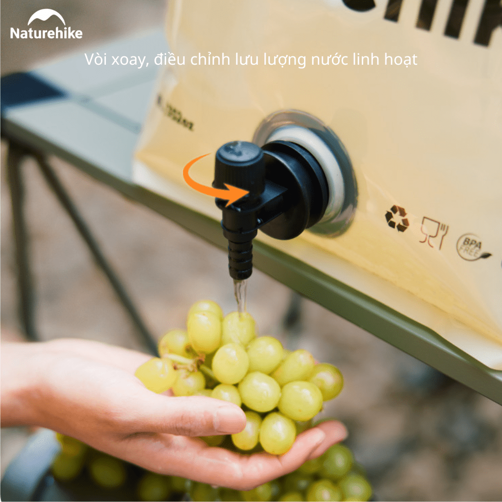 Túi Đựng Nước Gấp Gọn Naturehike 10L Có Vòi Siêu Nhẹ, Chống Rò Rỉ, Dùng Cắm Trại/Trekking