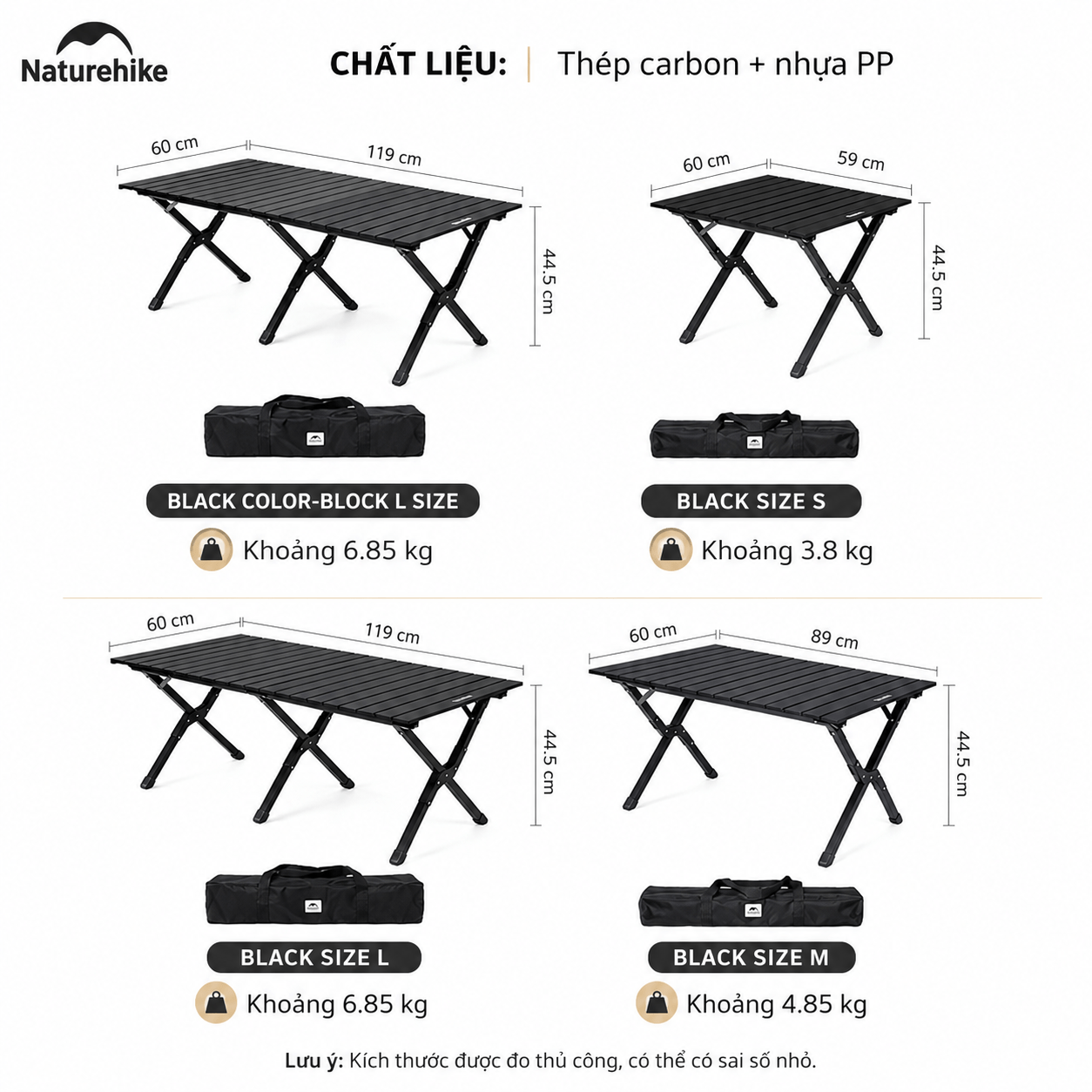 Bàn Cắm Trại Naturehike CNK2550JJ018 – Bàn Cuộn Trứng Thép Carbon, Gấp Gọn, Chịu Tải 70kg