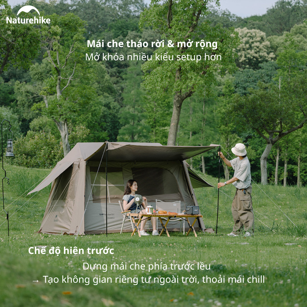 Lều Naturehike CNK2300ZP021 4-6 Người – Lều Ngôi Nhà Chống Nóng Ti-Black, Lều Glamping Cao Cấp (Bản thường)