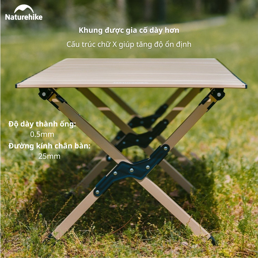 Bàn Cắm Trại Naturehike CNK2550JJ018 – Bàn Cuộn Trứng Thép Carbon, Gấp Gọn, Chịu Tải 70kg