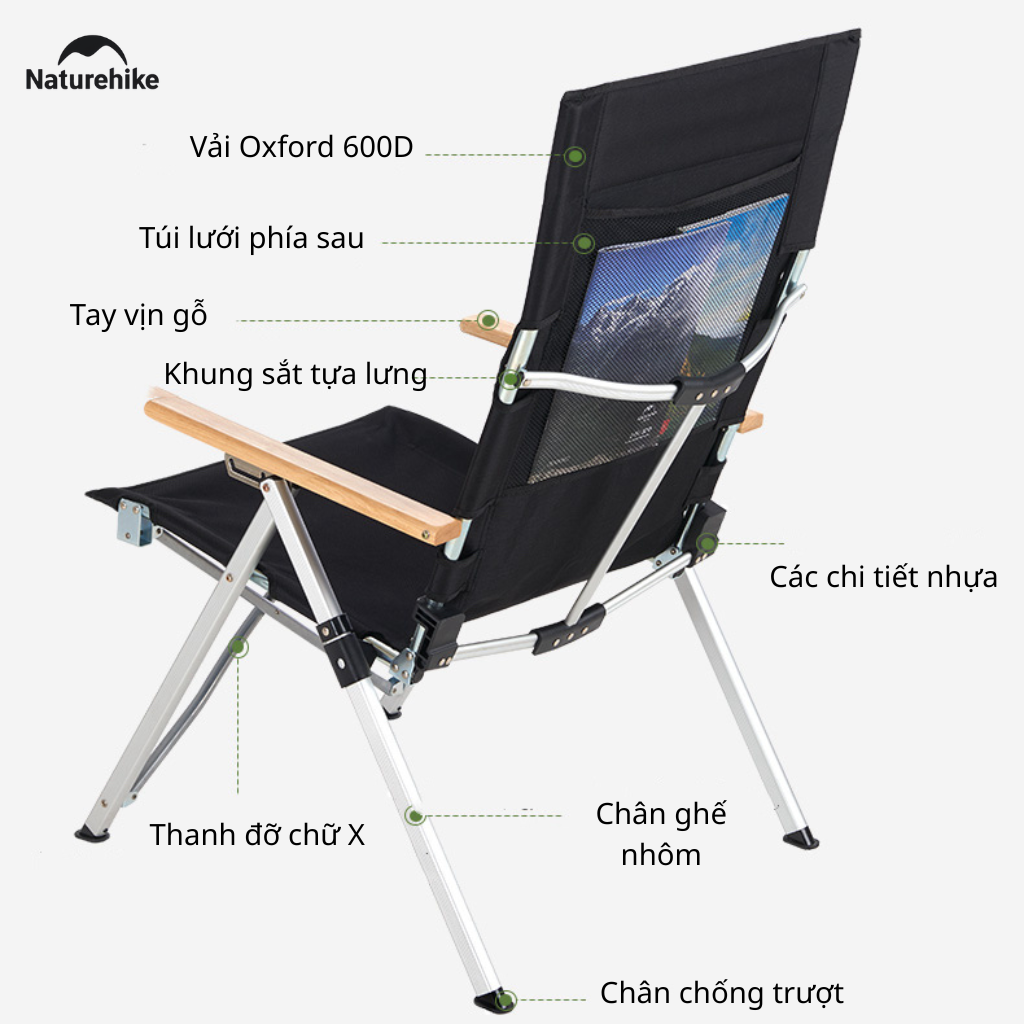 Ghế xếp có tay tựa Naturehike Portable Folding Chair NH17T003-Y