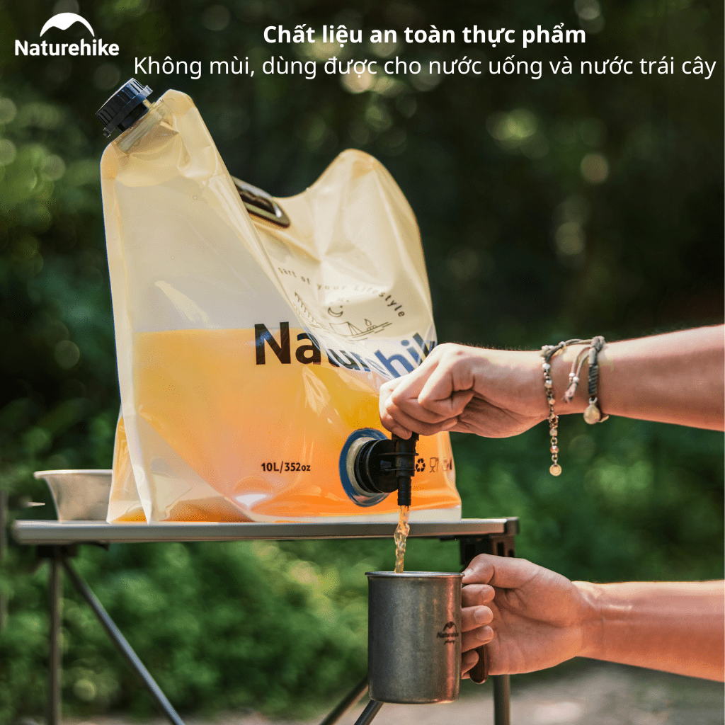 Túi Đựng Nước Gấp Gọn Naturehike 10L Có Vòi Siêu Nhẹ, Chống Rò Rỉ, Dùng Cắm Trại/Trekking