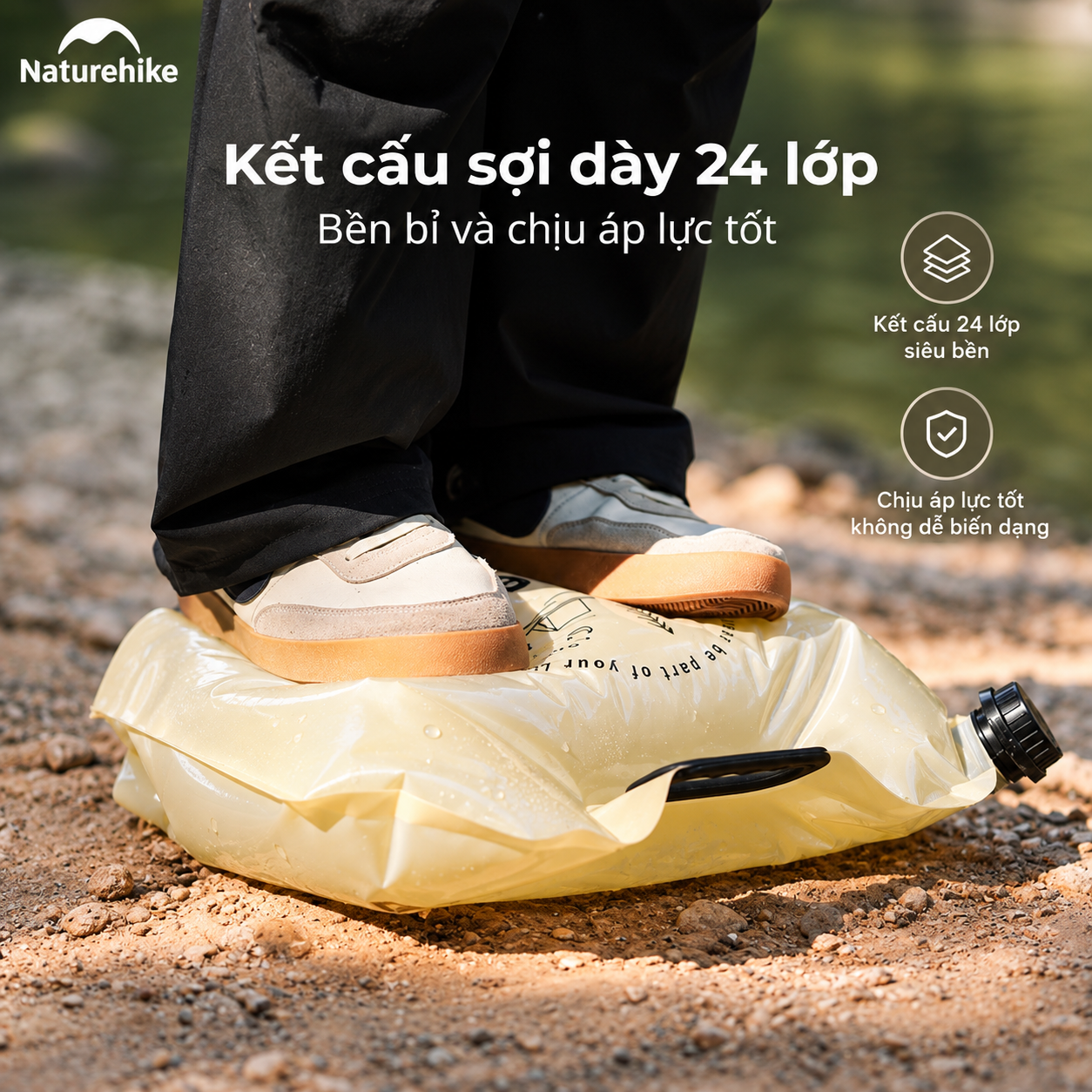 Túi Đựng Nước Gấp Gọn Naturehike 10L Có Vòi Siêu Nhẹ, Chống Rò Rỉ, Dùng Cắm Trại/Trekking