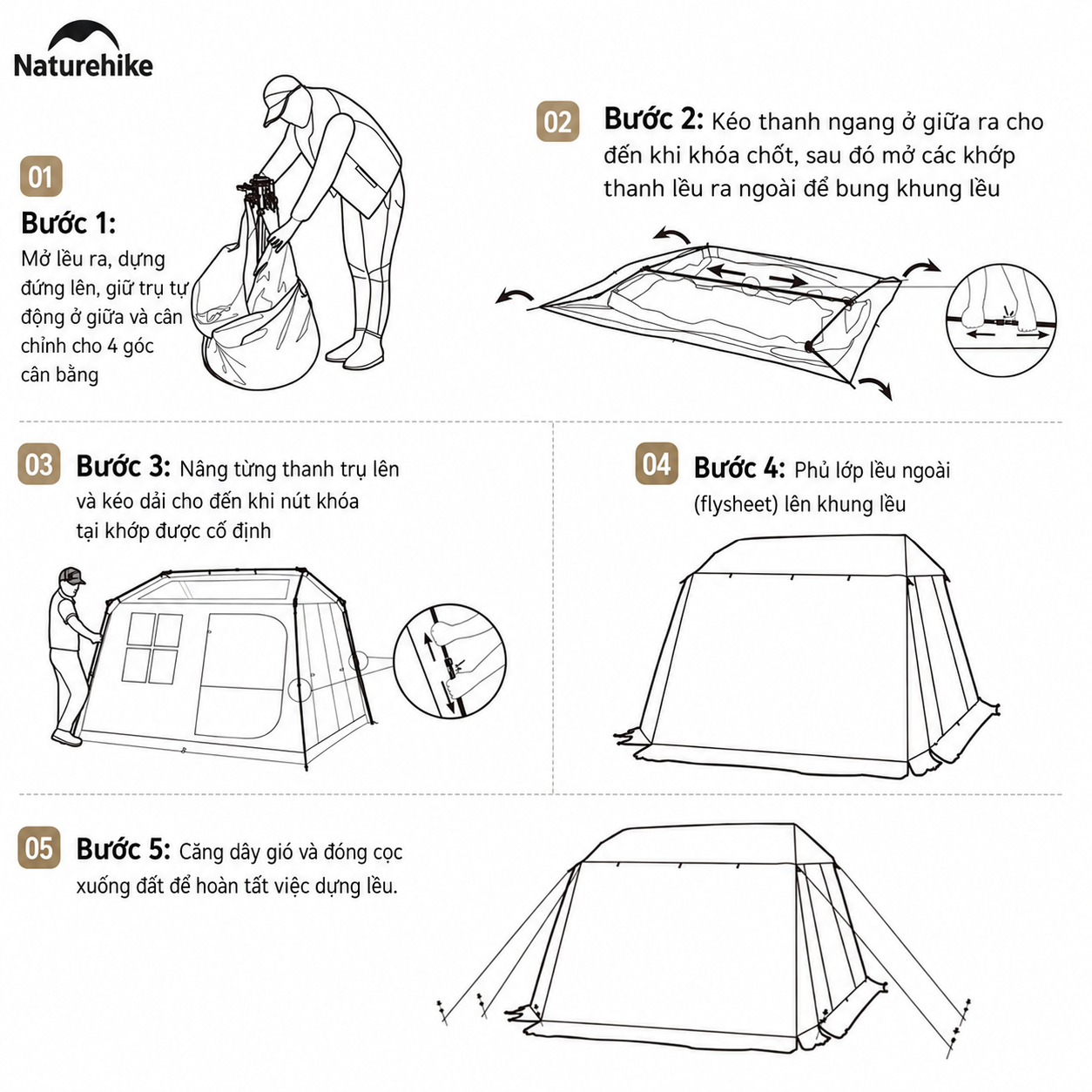 Naturehike CNK2300ZP021 - Lều Village 6.0 có khoang mở rộng đa năng – (TẶNG KÈM THẢM LÓT)/ Naturehike Village 6.0 Flagship Model
