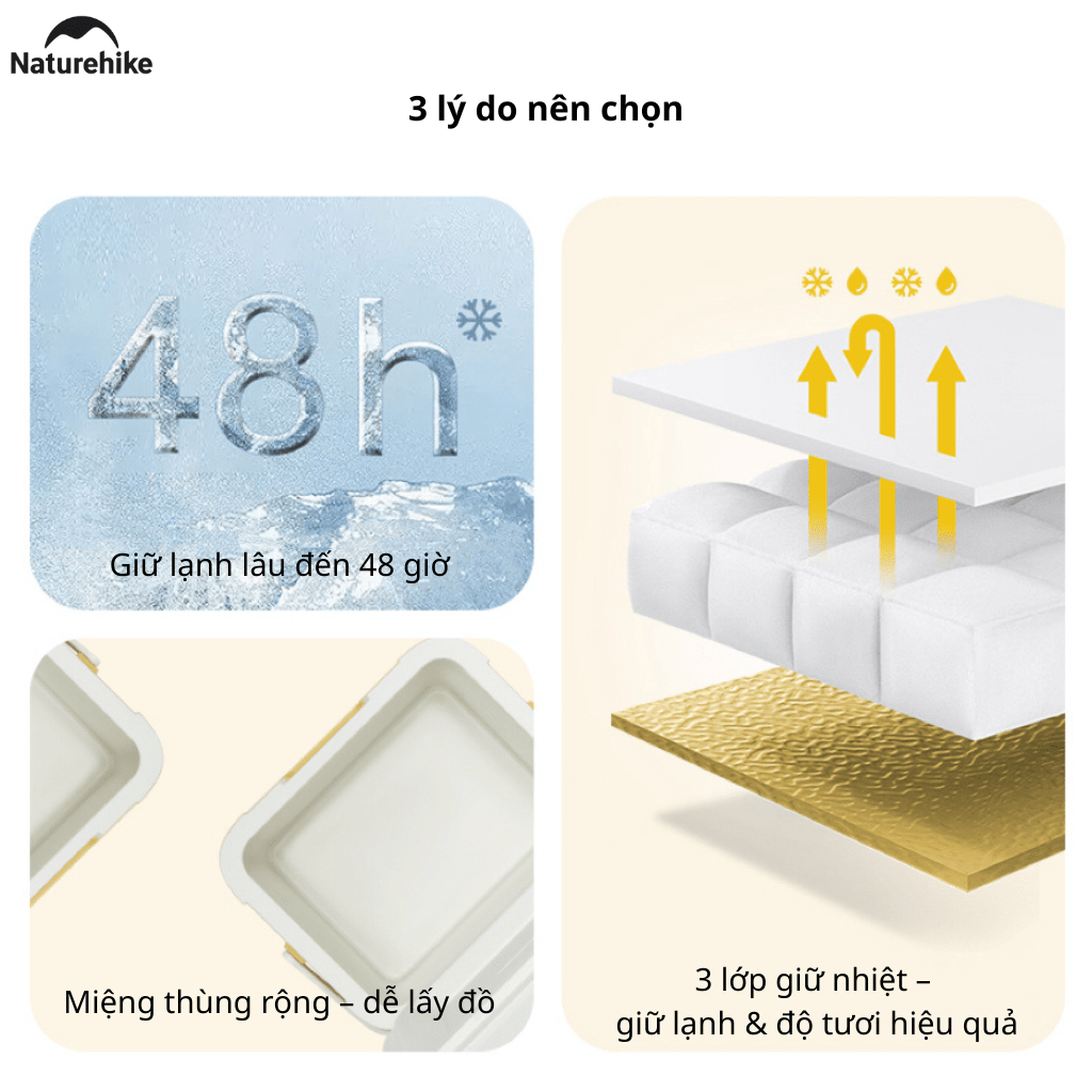 Thùng Đá Mini Naturehike Glamping Ice Cooler CNK2450CF012 18L – Giữ Lạnh 48H, Nhựa PP/PE Cao Cấp