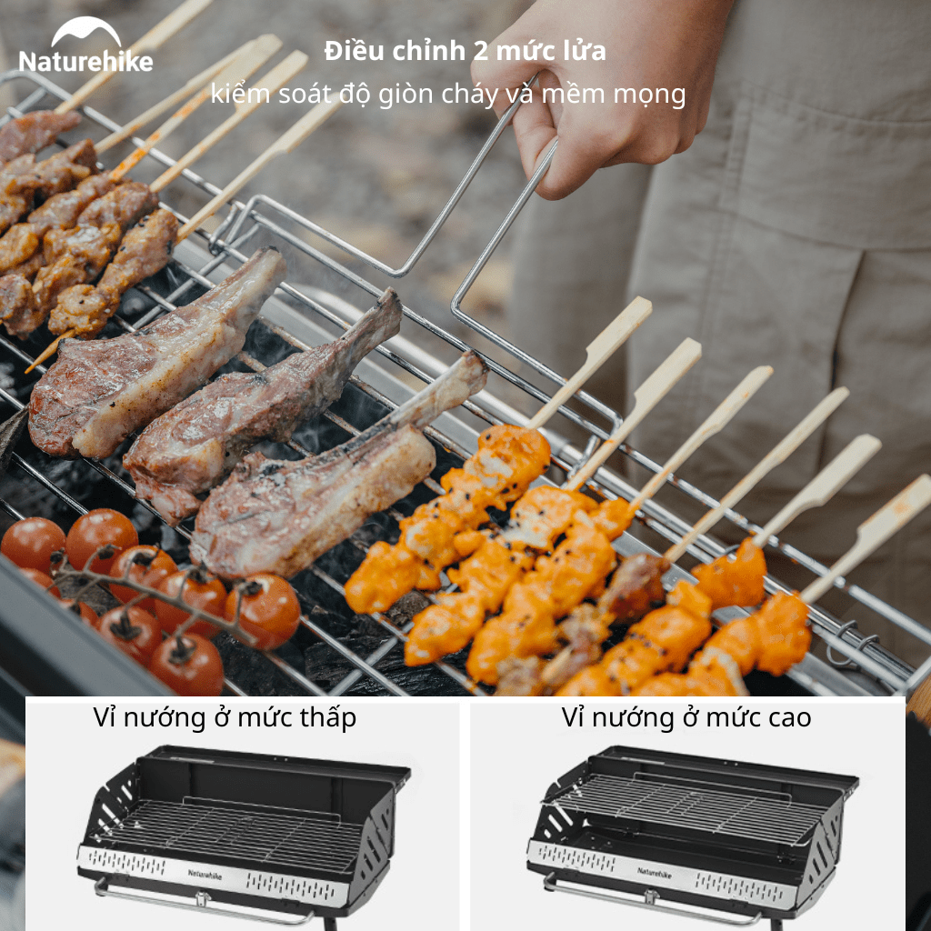 Bếp Nướng BBQ Naturehike N Play CNK2300015 – Bếp Than Dã Ngoại Gấp Gọn, Vỉ Nướng Lớn, Camping