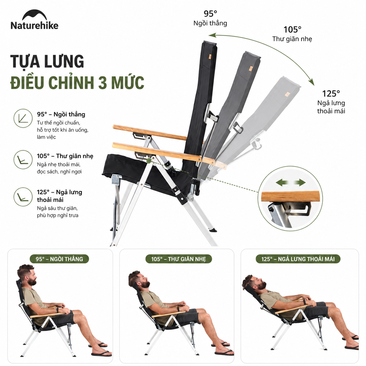 Ghế xếp có tay tựa Naturehike Portable Folding Chair NH17T003-Y