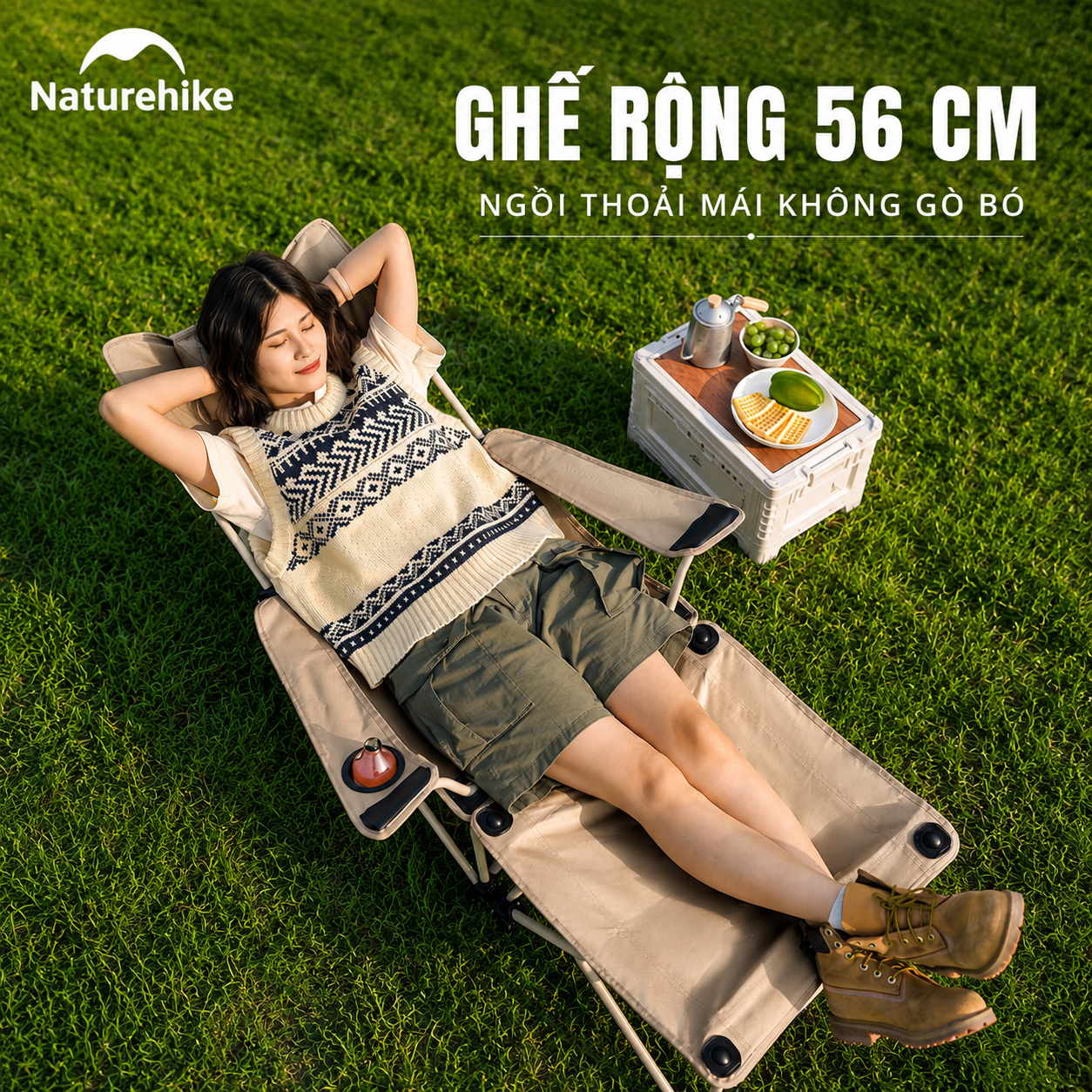 Ghế Xếp Dã Ngoại 2in1 Naturehike CNK2350JJ011 – Ghế Camping Đa Năng, Có Gác Chân, Gấp Gọn Tiện Lợi