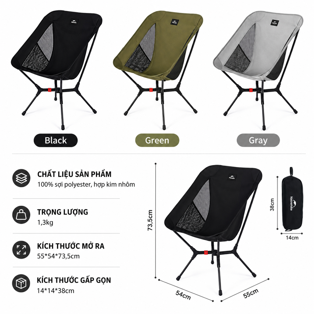 Ghế xếp cắm trại Naturehike CNK2550JJ013