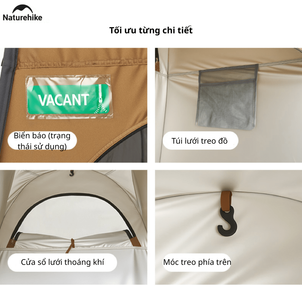 Lều Tắm Thay Đồ Naturehike NH17Z002-P – Lều Vệ Sinh Di Động, Chống Nước 2000mm, Dã Ngoại/Cắm Trại