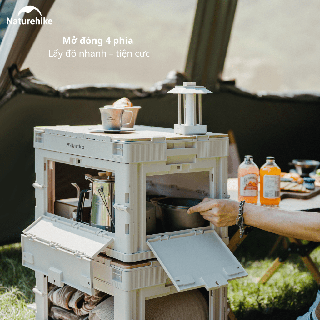 Thùng nhựa đựng đồ cắm trại xếp gọn kèm mặt giả gỗ NatureHike CNK2450XB020