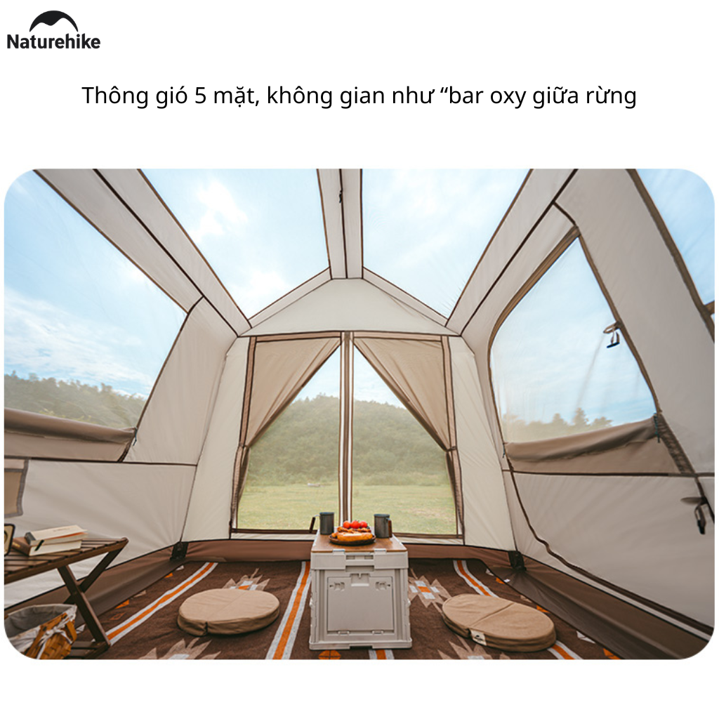 Lều Vila Naturehike (NEW 2026) CNK2300ZP021 4-6 Người – Lều Cabin Glamping Ti-Black Chống Nóng