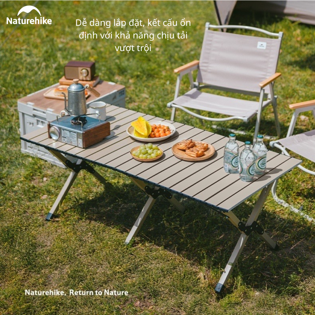 Bàn Cắm Trại Naturehike CNK2550JJ018 – Bàn Cuộn Trứng Thép Carbon, Gấp Gọn, Chịu Tải 70kg