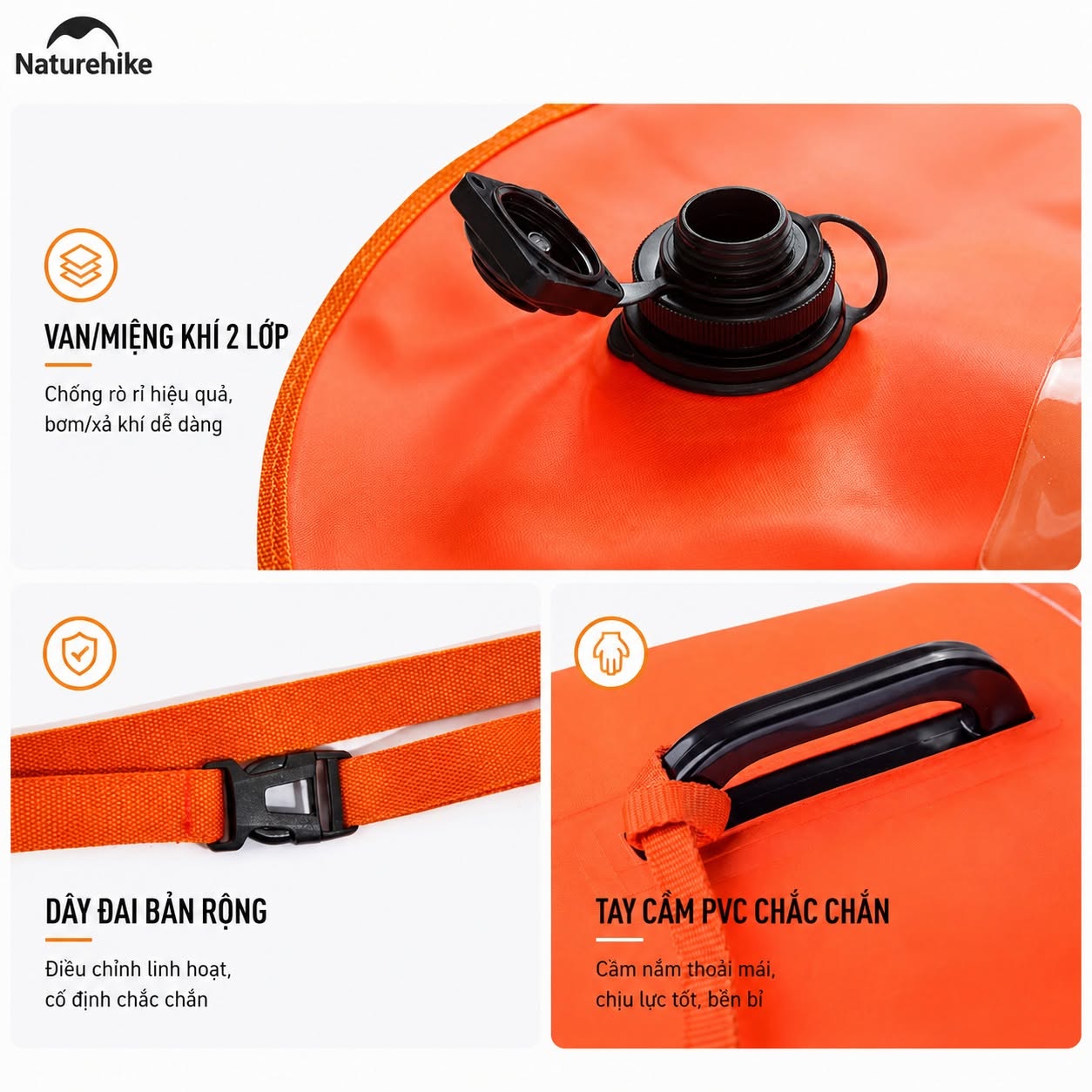 Phao Túi Khô Chống Nước Naturehike NH17S001-G – Túi Phao Bơi An Toàn, Đựng Đồ Khô Chống Thấm