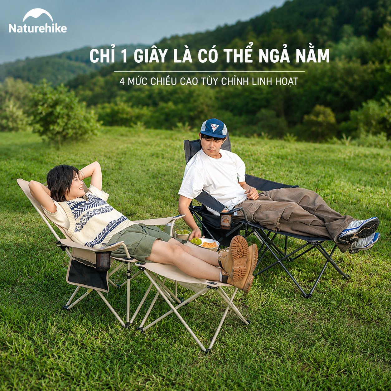 Ghế Xếp Dã Ngoại 2in1 Naturehike CNK2350JJ011 – Ghế Camping Đa Năng, Có Gác Chân, Gấp Gọn Tiện Lợi