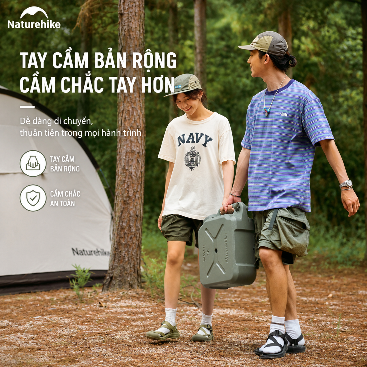 Can Nước Dã Ngoại Naturehike CNH22CJ018 Bình Đựng Nước Camping Có Van Xả Tiện Lợi Nhựa PP PE An Toàn