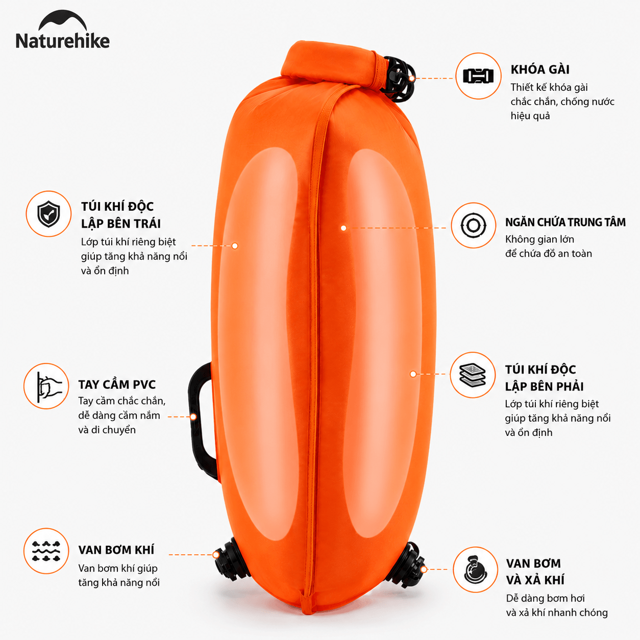 Phao Túi Khô Chống Nước Naturehike NH17S001-G – Túi Phao Bơi An Toàn, Đựng Đồ Khô Chống Thấm