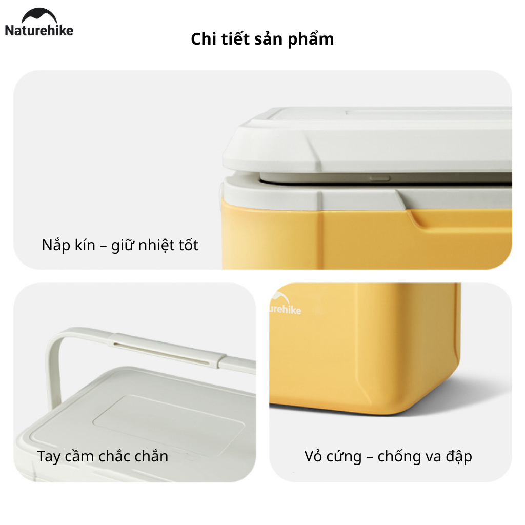 Thùng Đá Mini Naturehike Glamping Ice Cooler CNK2450CF012 18L – Giữ Lạnh 48H, Nhựa PP/PE Cao Cấp