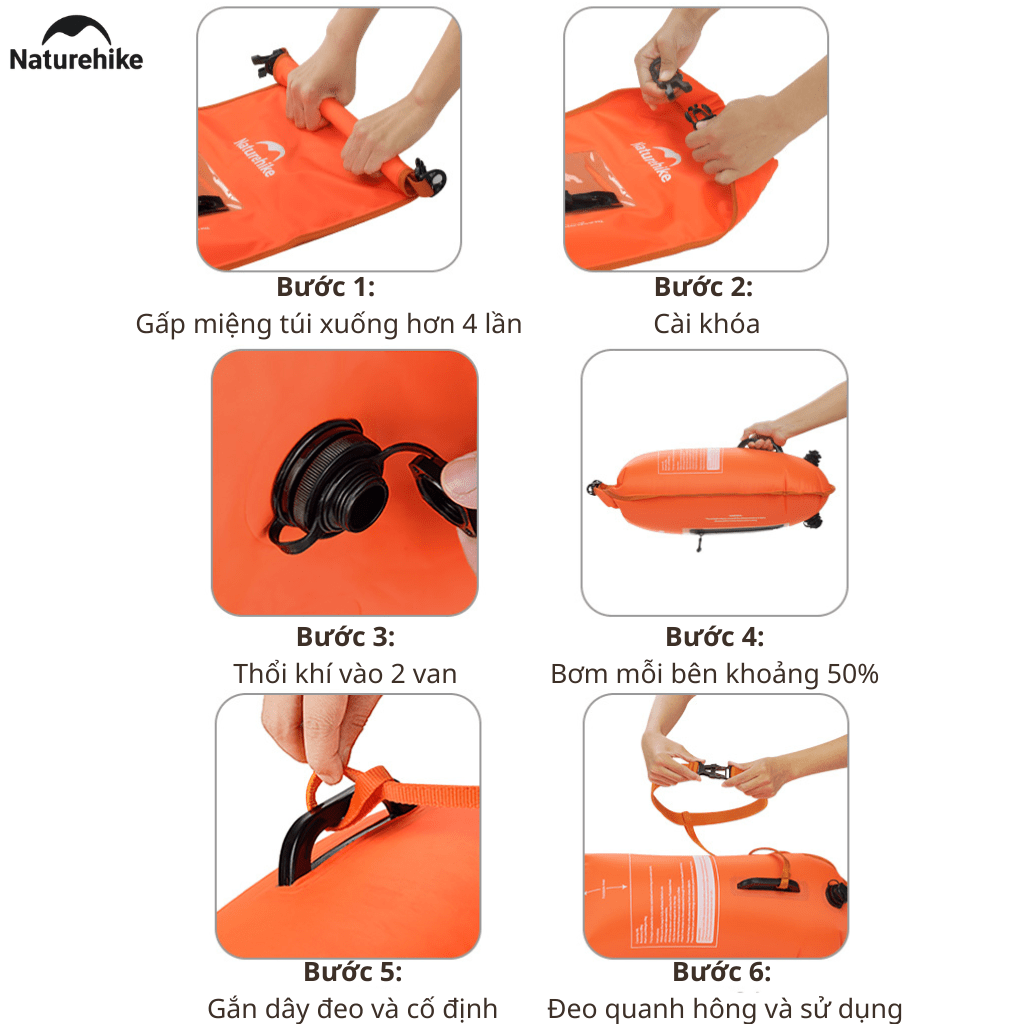 Túi Khô Chống Nước Kiêm Phao Bơi Naturehike NH17S001-G 18L Túi Phao Bơi Nổi, Đi Biển/Dã Ngoại