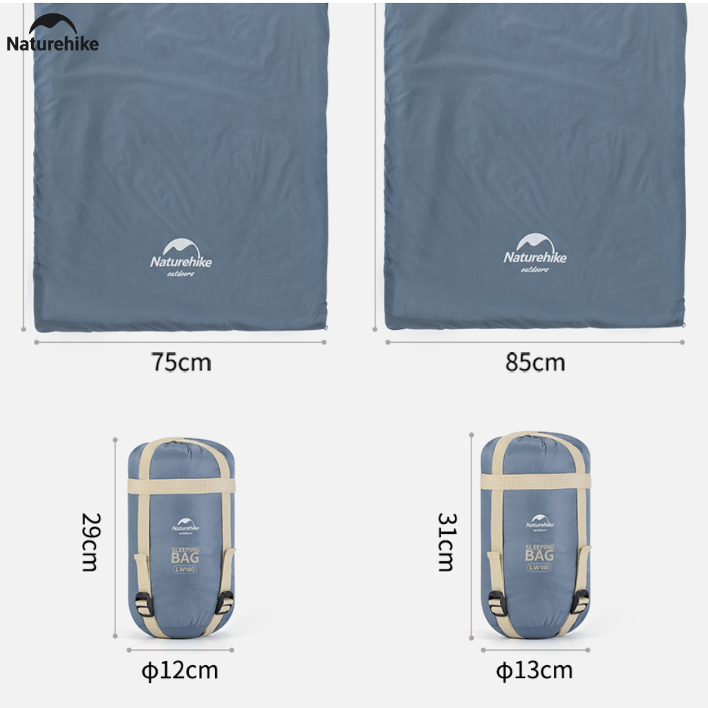 Túi Ngủ Naturehike LW180 NH21MSD09 Siêu Nhẹ – Túi Ngủ Camping 1 Người, Gấp Gọn, Giữ Ấm 15°C