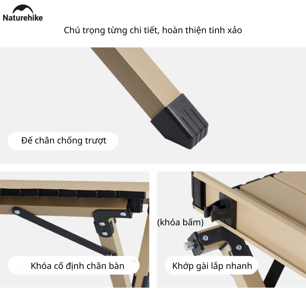 Bàn Cắm Trại Naturehike CNK2550JJ018 – Bàn Cuộn Trứng Thép Carbon, Gấp Gọn, Chịu Tải 70kg