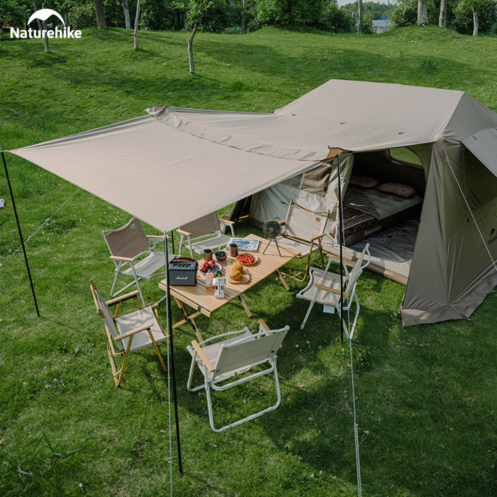 Naturehike Lều Village 6.0 tự bung cao cấp, thiết kế mái che lớn, Lều 2 lớp phủ titanium chống nắng tốt (TẶNG KÈM THẢM LÓT) CNK2300ZP021