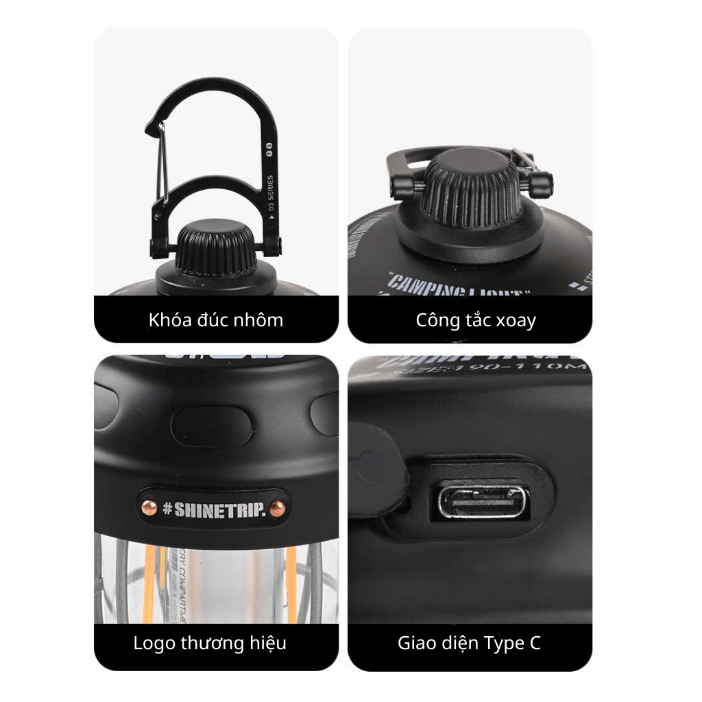 Đèn Lều Cắm Trại ShineTrip dùng Trang Trí Dã Ngoại, Siêu Sáng, pin có Thời Gian Sử Dụng Lâu