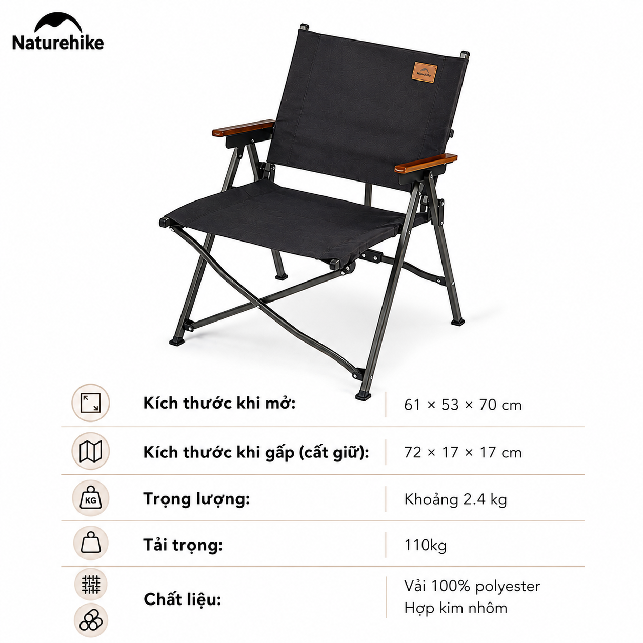 Ghế cắm trại gấp gọn Naturehike Portable Camping Chair CNK2300JJ018