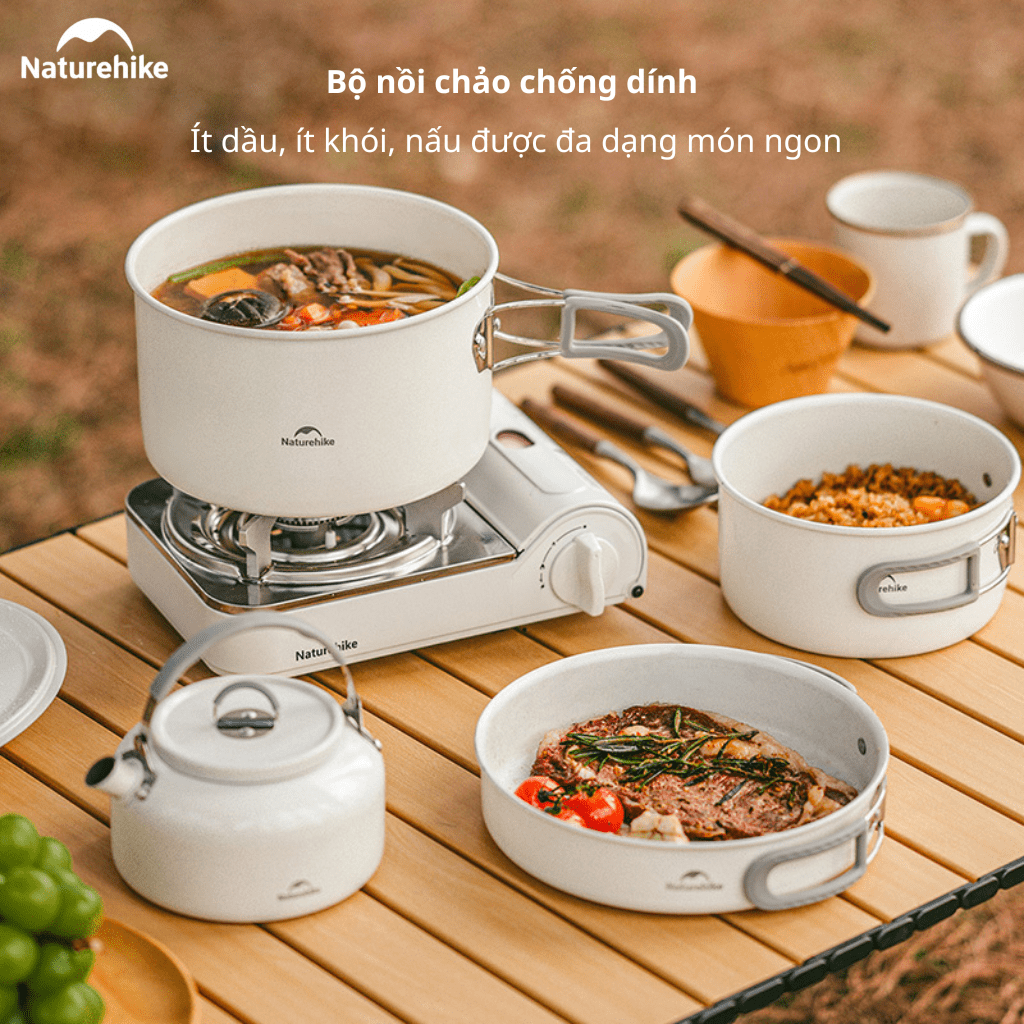 Bộ Nồi Dã Ngoại Naturehike CNK2450CF013 – Nồi Camping Tráng Men 5 Lớp, Chống Dính