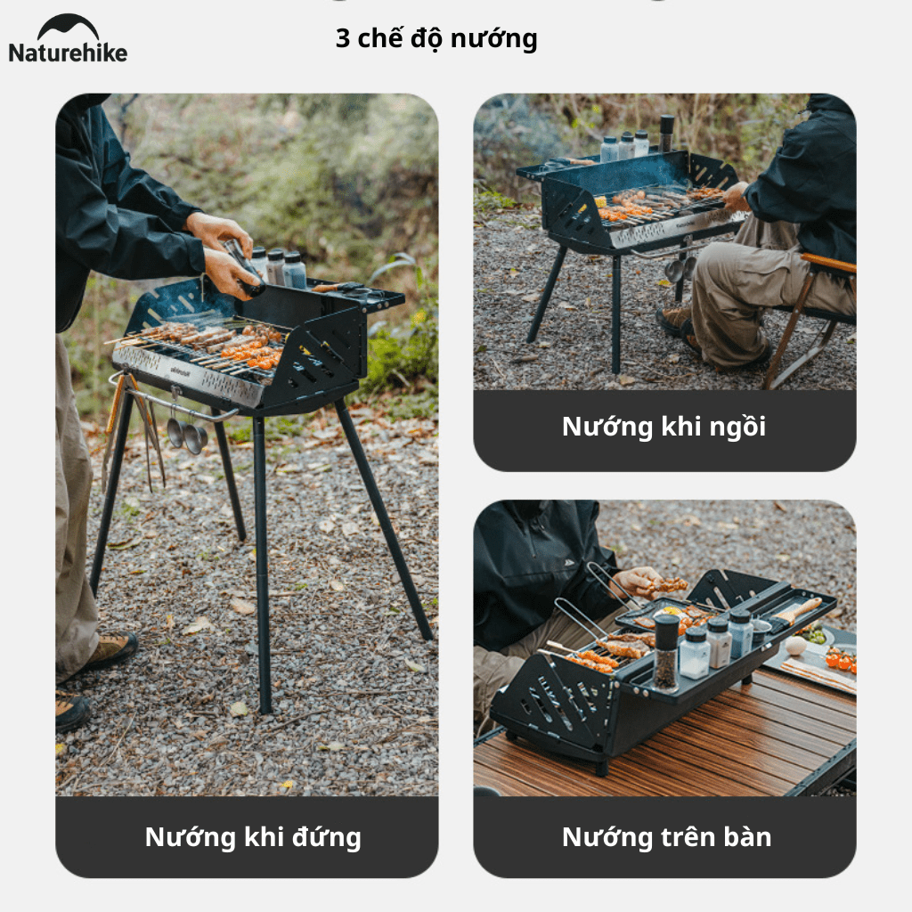 Bếp Nướng BBQ Naturehike N Play CNK2300015 – Bếp Than Dã Ngoại Gấp Gọn, Vỉ Nướng Lớn, Camping