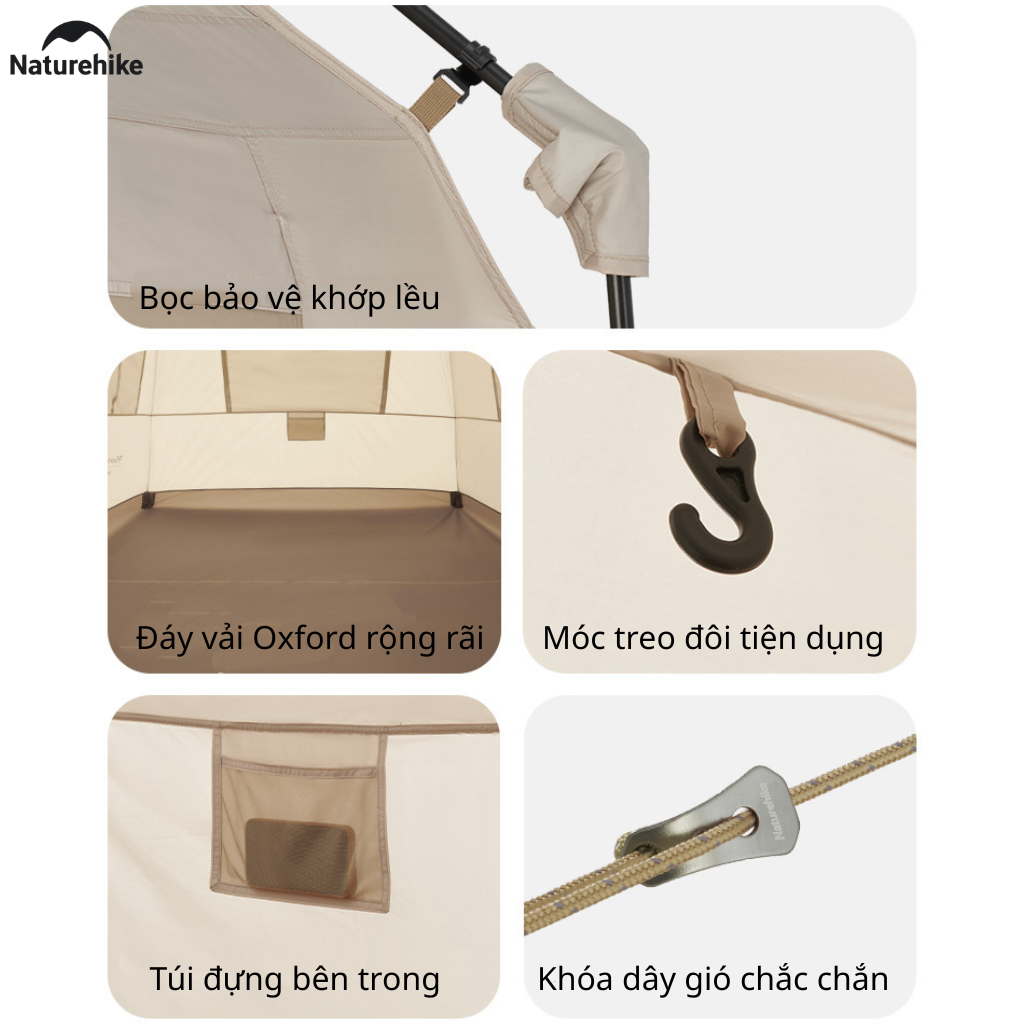 Lều Vila Naturehike (NEW 2026) CNK2300ZP021 4-6 Người – Lều Cabin Glamping Ti-Black Chống Nóng