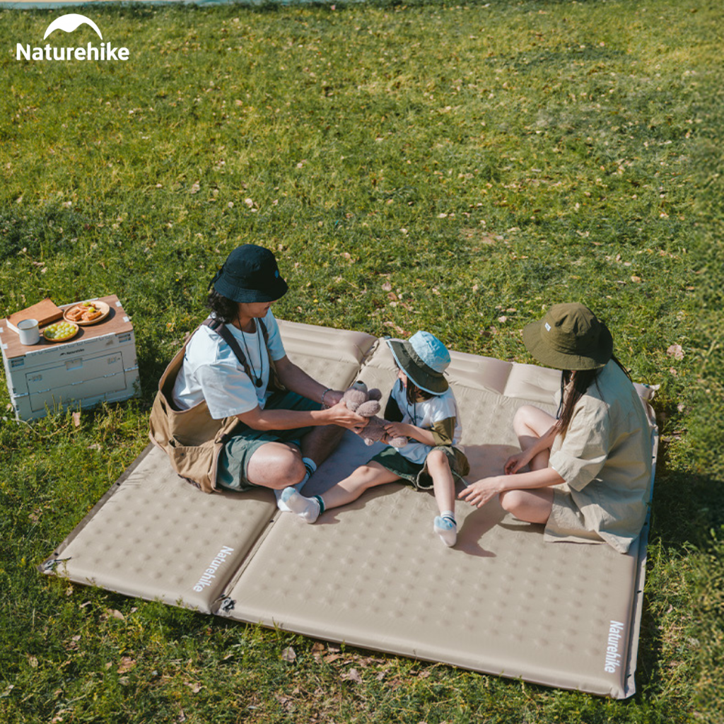 Đệm Hơi Tự Bơm Naturehike CNK2550WS025 Dày 3-6cm – Đệm Camping Gấp Gọn 1-2 Người, Nối Đệm, Van 2in1
