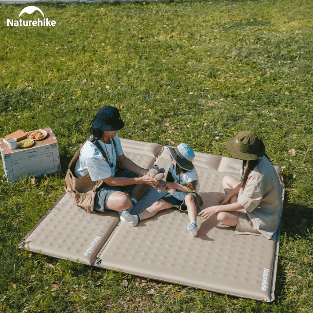 Đệm Hơi Tự Bơm Naturehike CNK2550WS025 Dày 3-6cm – Đệm Camping Gấp Gọn 1-2 Người, Nối Đệm, Van 2in1