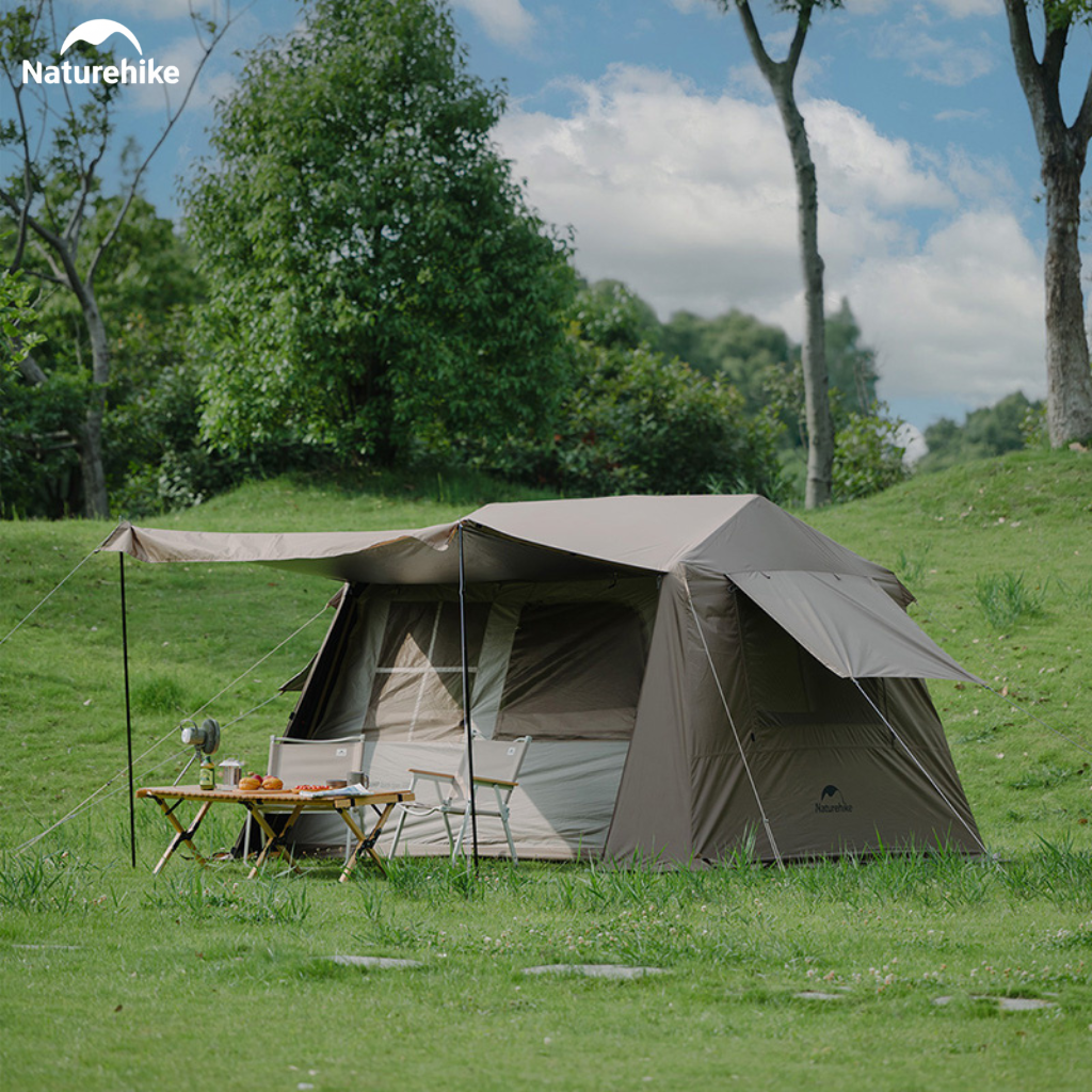 Naturehike Lều Village 6.0 tự bung cao cấp, thiết kế mái che lớn, Lều 2 lớp phủ titanium chống nắng tốt (TẶNG KÈM THẢM LÓT) CNK2300ZP021