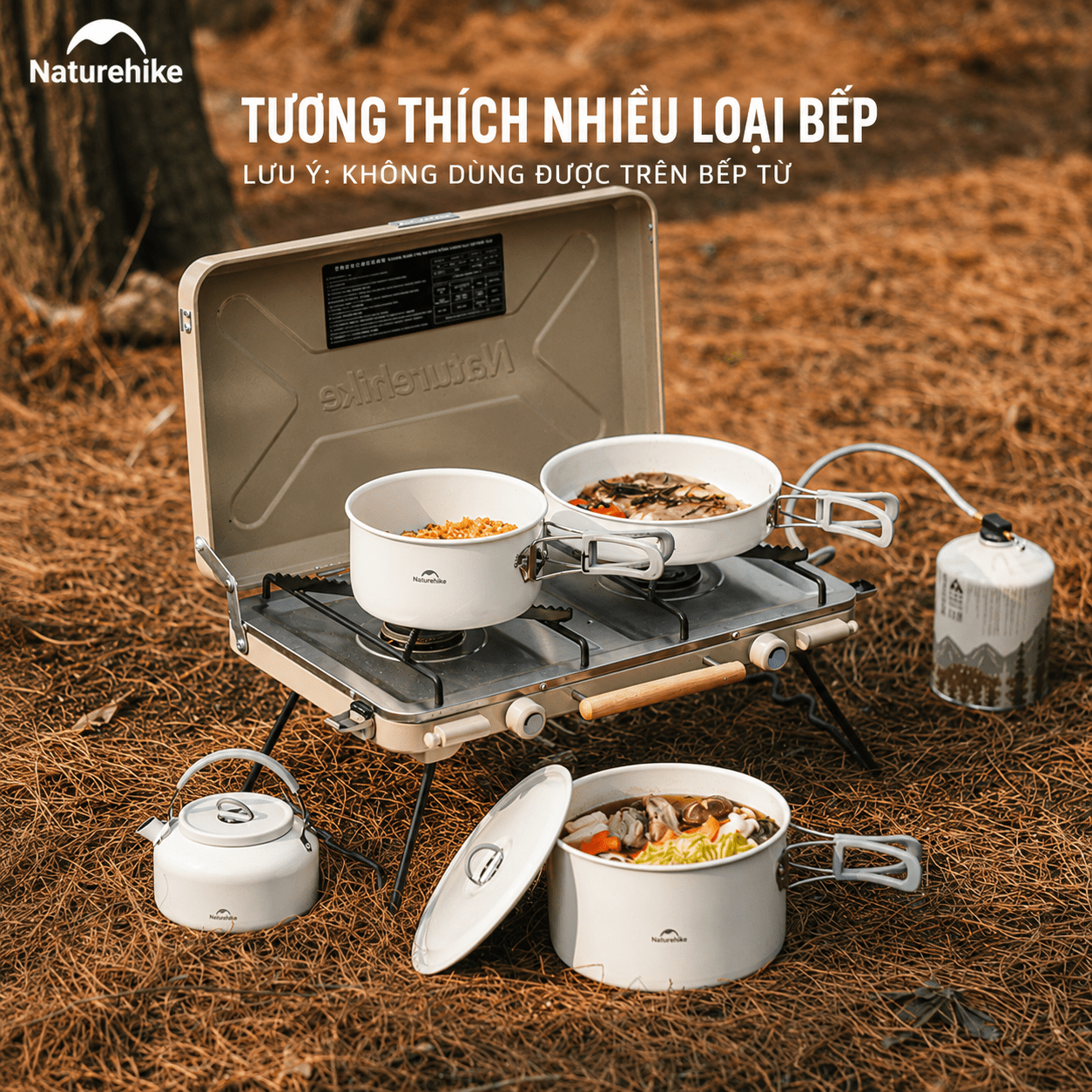 Bộ Nồi Dã Ngoại Naturehike CNK2450CF013 – Nồi Camping Tráng Men 5 Lớp, Chống Dính