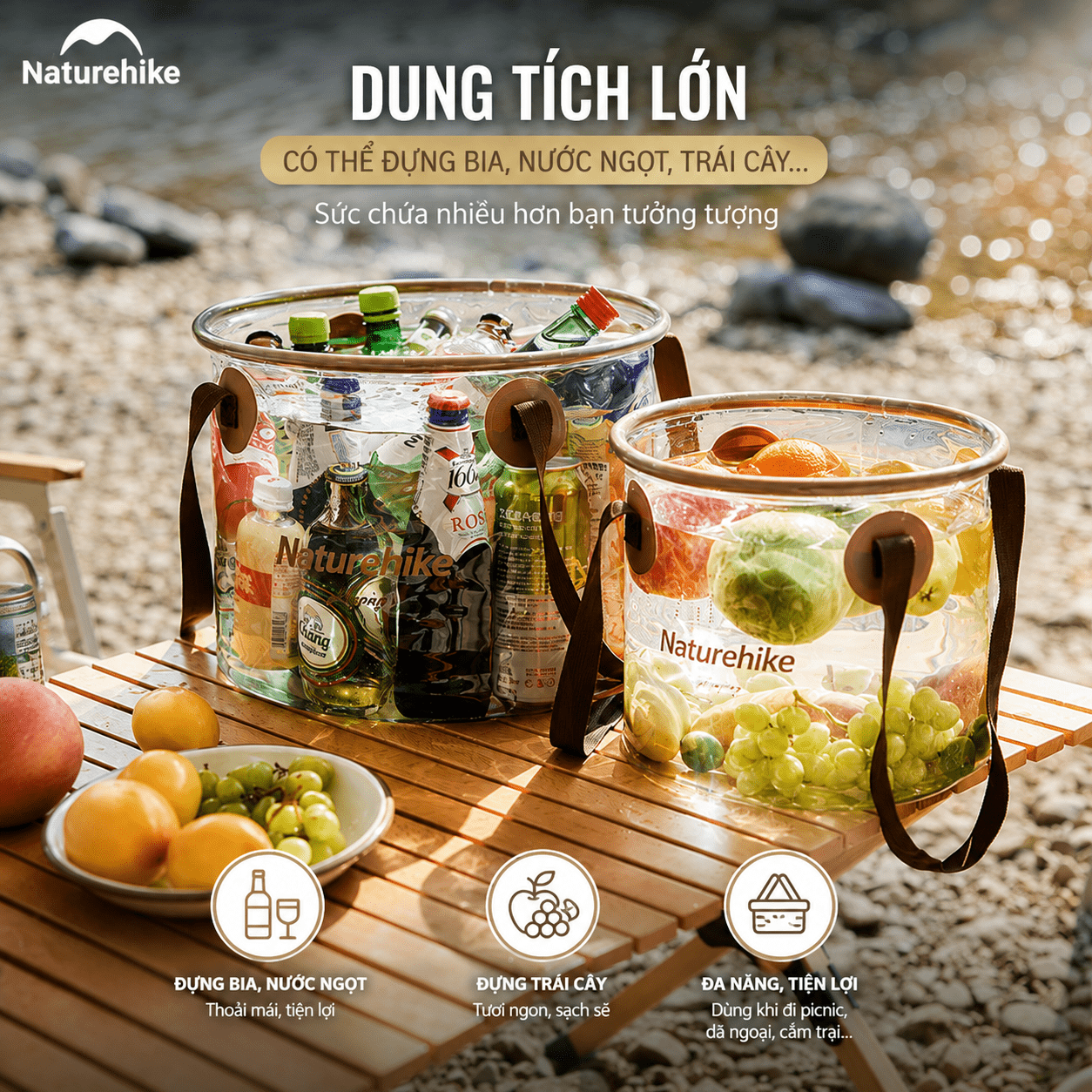 Xô Nước Gấp Gọn Naturehike NH20SJ040  – Chậu Rửa Dã Ngoại Chống Thấm, Nhẹ, Đa Năng Cắm Trại/Trekking