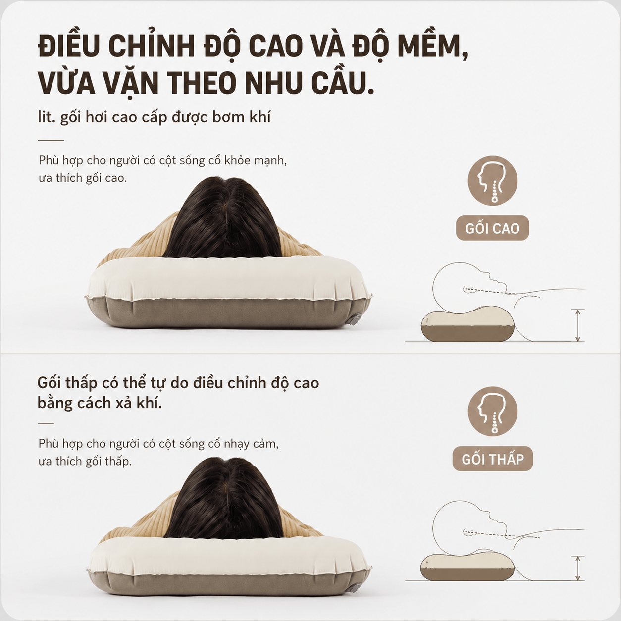 Gối Du Lịch Tự Bơm Hơi Naturehike CNK2300DZ024 – Gối Hơi 2in1 Siêu Nhẹ, Gấp Gọn Camping/Trekking