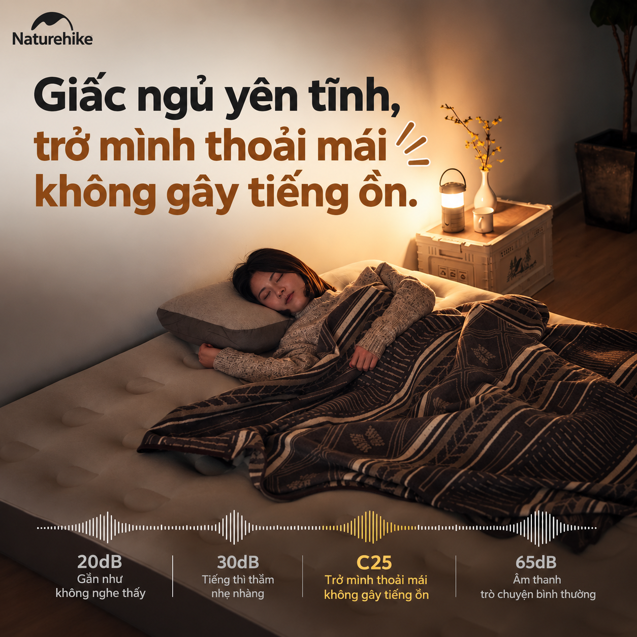Đệm Hơi Naturehike Tích Hợp Bơm Điện – Nệm Hơi Camping, Giường Hơi Gấp Gọn CNK2550WS013