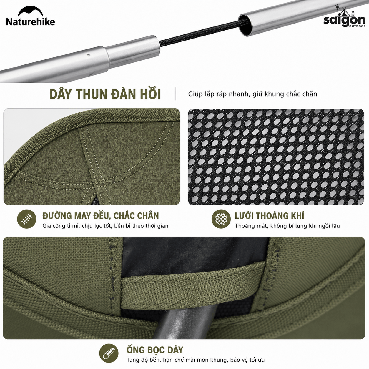 Ghế Cắm Trại Gấp Gọn Naturehike CNK2350JJ018 Moon Chair Siêu Nhẹ 1.35kg, Tải 120kg, Khung Nhôm 7075