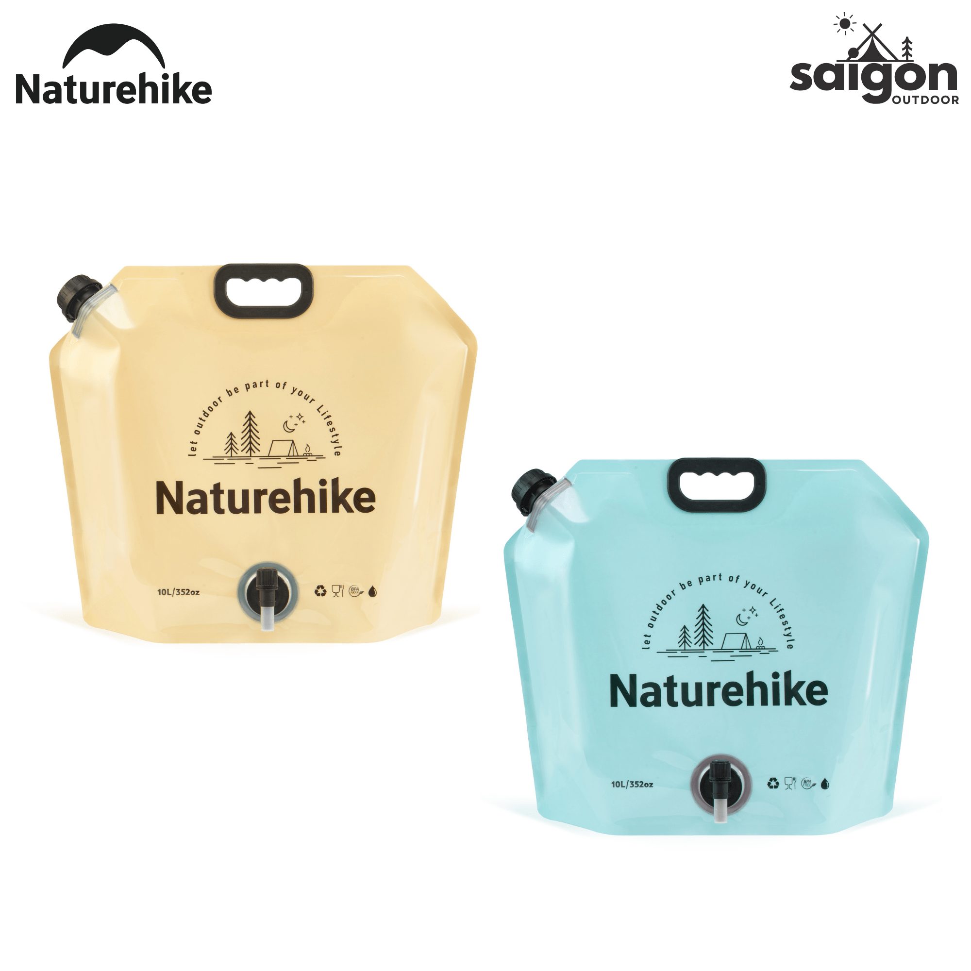 Túi Đựng Nước Gấp Gọn Naturehike 10L Có Vòi Siêu Nhẹ, Chống Rò Rỉ, Dùng Cắm Trại/Trekking