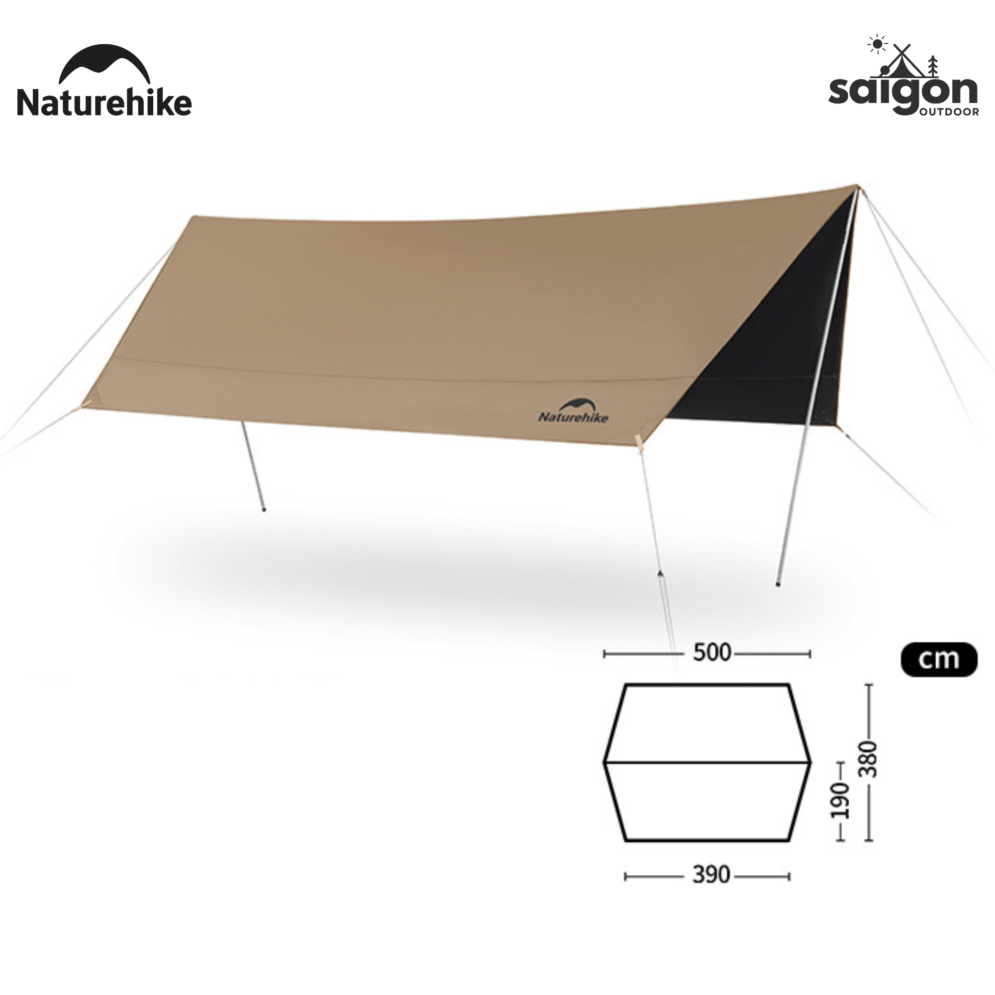 Tăng Che Nắng Mưa Naturehike CNK2350WS015 – Tarp Camping Phủ Vinyl 150D, Mái Che Dã Ngoại Gấp Gọn