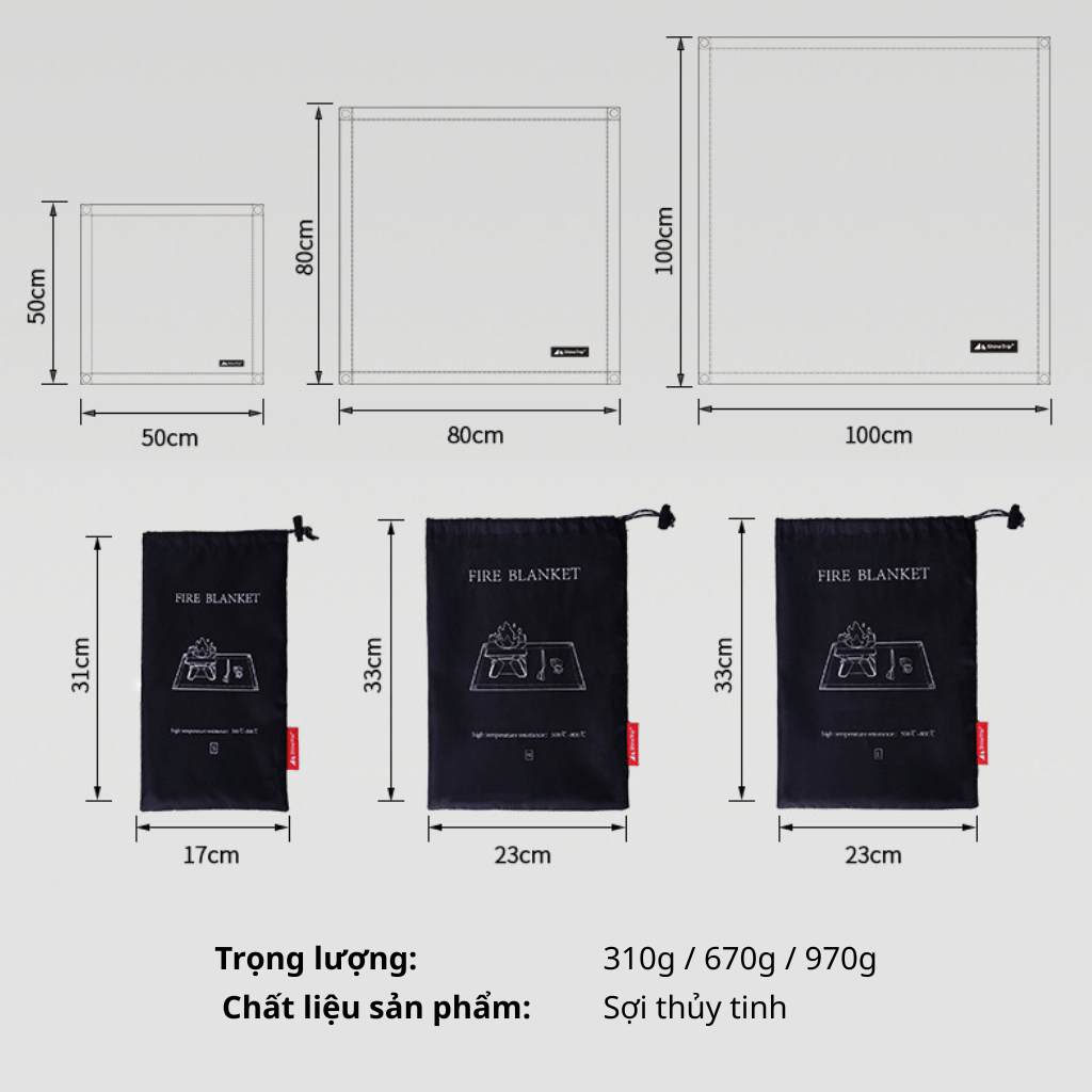 Thảm Chống Cháy ShineTrip  – Tấm Lót Chịu Nhiệt Sợi Thủy Tinh Cho Bếp Gas, Bếp Củi, Fire Pit