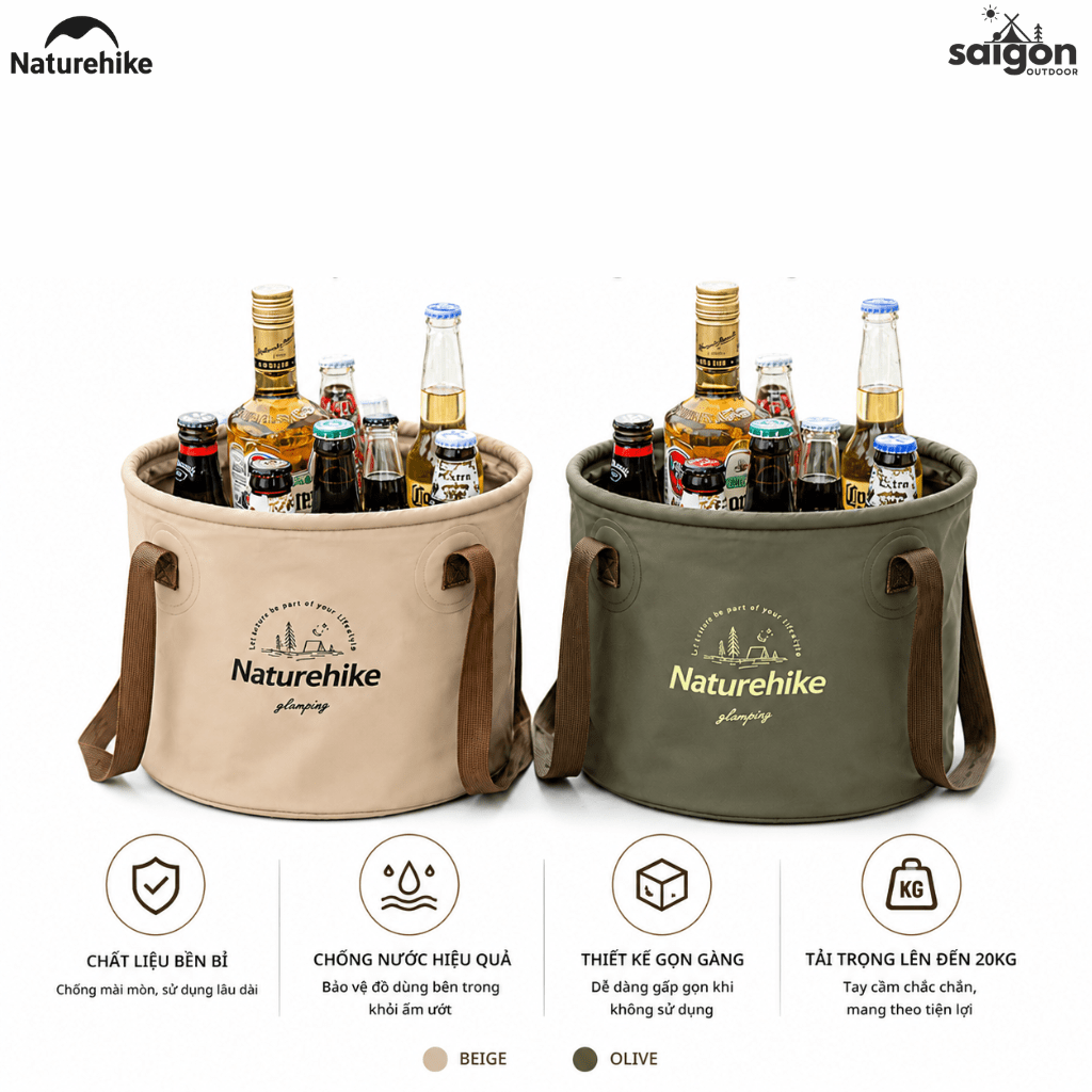 Xô Nước Gấp Gọn Naturehike NH20SJ040  – Chậu Rửa Dã Ngoại Chống Thấm, Nhẹ, Đa Năng Cắm Trại/Trekking