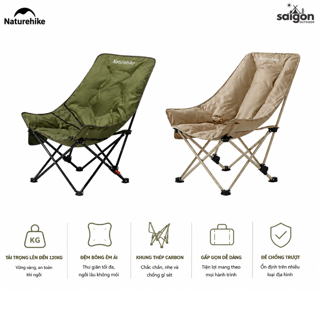 Ghế cắm trại thư giãn Naturehike Relaxing Folding Camping Chair CNK2450JJ020