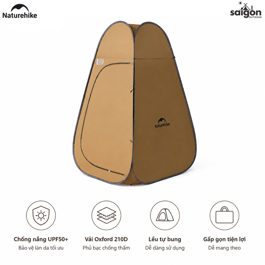 Lều Tắm Thay Đồ Naturehike NH17Z002-P – Lều Vệ Sinh Di Động, Chống Nước 2000mm, Dã Ngoại/Cắm Trại