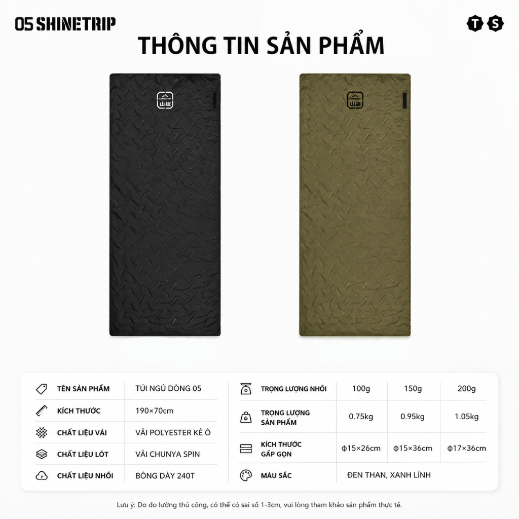 Túi Ngủ ShineTrip, thiết kế Rộng, Ấm Áp Dùng Cho Cắm Trại Ngoài Trời -  Saigon Outdoor